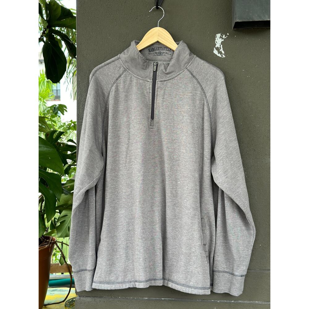 Margaritaville Men's XXL Gray 1/4 Zip Long Sleeve Pullover Sweater Jimmy Buffett